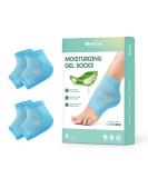 Welnove Moisturizing Heel Socks Aloe Vera Infused Gel for Dry Feet & Cracked Heels 2 Pairs Cotton Foot Care Socks for Men & Women Blue Regular Size - Buy Online on GoSupps.com