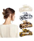 Blooms Hair Clip Set - 4 Slide-Resistant Celluloid Claw Clips for Thick & Thin Hair - Stylish Leopard Hair Accessories for Women & Girls - Buy Online on GoSupps.com