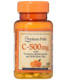 Puritan's Pride Vitamin C-500mg Tablets with Bioflavonoids & Rose Hips - 100 Count - Buy Online on GoSupps.com