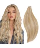 RUNATURE Blonde Highlights Golden Blonde Tape in Human Hair Extensions 14 Inch 50g Remy Real Hair #16P24 - Buy Online on GoSupps.com
