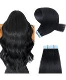 Yilite Jet Black Tape Extensions - 55cm Real Hair 20 Pieces Silky Straight Invisible Skin Weft 50g - Buy Online on GoSupps.com