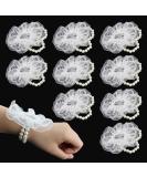 10 Pack Elastic Pearl Wrist Corsage Bands - DIY Wrist Corsages for Bride & Prom - White Lace Accessories - Buy Online on GoSupps.com