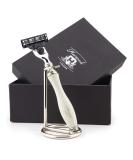 3 Edge Shaving Razor Set - Stainless Steel Stand Safety Razor for Men & Women - Perfect Beard & Mustache Shave - Buy Online on GoSupps.com
