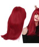 Buy Long Red Straight Wig with Bangs - Heat-Resistant 52cm Fiber Hair for Women | International Shipping - Buy Online on GoSupps.com