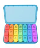 7-Day Pillbox with 3 Compartments | German Medication Organizer | 21 Compartment Tablet Box for Daily Use - Blue Housing - Buy Online on GoSupps.com