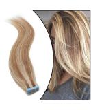 Elailite 20PCs Tape Extensions | Real Human Hair Remy 40cm - #12/613 Gold Brown & Blonde - Buy Online on GoSupps.com