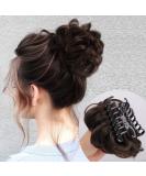 DeeThens Messy Bun Hairpiece for Women - Wavy Curly Scrunchies Claw Clip in Darkest Brown - Buy Online on GoSupps.com