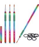 3 Pieces Kolinsky Acrylic Nail Brush Set with Rainbow Size 2 4 5 - Non-slip Handle, Silver Metal - 3D Nail Art Brushes - Buy Online on GoSupps.com
