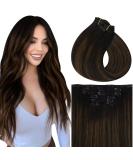 Vivien Clip-In Extensions | Remy Real Hair - Natural Black to Medium Brown Ombre | 18 Inch 120g 7pcs #1B/6/1B - Buy Online on GoSupps.com