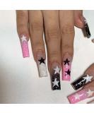 YoYoee Long Coffin False Nails Gradient Press on - 24PCS Acrylic Graffiti Tips for Women - Buy Online on GoSupps.com