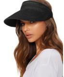 FURTALK Women's Packable Straw Sun Visor Hat UPF 50+ for Beach Travel - Black, One Size - Buy Online on GoSupps.com