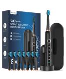Coulax Electric toothbrush-Coulax Sonico electric toothbrush travel toothbrush rechargeable teeth rechargeable teeth with 8 brush heads bags 5 modes dark black dark black 1 piece (1 Pack) - Buy Online on GoSupps.com