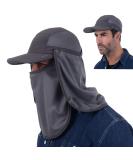 USHAKE Sun Cap Fishing Hat with Face Neck Cover Flap - Dark Grey - Buy Online on GoSupps.com