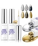 Buy 2x12ml Metallic Nail Gel Liner Polish - Chrome Effect Nail Art | High Gloss Shine Soak Off UV/LED | Silver & Gold Manicure Set - Buy Online on GoSupps.com