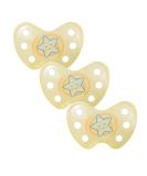 Dentistar Silikon Night Schnuller Set of 3 - Size 3 Baby Pacifiers 14 Months+ - Luminous Dental Pacifiers - Made in Germany - Star Design Yellow - Buy Online on GoSupps.com