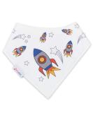 Dotty Fish Organic Cotton Baby Bandana Bibs - Super Absorbent Teething Bibs for Boys, Girls, Unisex - Space Rockets Design - Buy Online on GoSupps.com