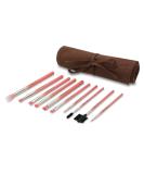 Bdellium Tools Professional Pink Bambu Makeup Brush Set - 10pc Eyes Only with Roll-Up Pouch | International Shipping Available - Buy Online on GoSupps.com