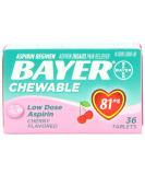 Bayer Chewable Low Dose Aspirin Cherry , 36 Count (Pack of 3) Cherry 36 Count (Pack of 3) - Buy Online on GoSupps.com
