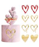 9PCS Heart Cake Topper Acrylic Love You Gold Mirror Cupcake Decoration DIY Cake Supplies for Wedding Birthday Valentine s Day Engagement Party - Buy Online on GoSupps.com