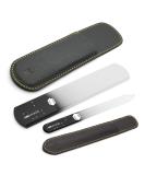 GERMANIKURE Black Glass Nail File & Pedicure Bar Set in Leather Cases - Ethically Made in Czech Republic - Buy Online on GoSupps.com
