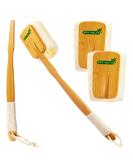 Natural Loofah Shower Scrubber with Bamboo Handle | Eco-Friendly Gentle Exfoliation Long Handle & Extra Loofah - Plastic-Free - Buy Online on GoSupps.com