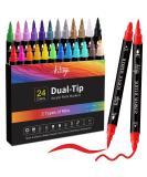 24 Colors Acrylic Paint Pens  Dual Tip Pens With Medium Tip and Brush Tip  Paint Markers for Rock Painting  Ceramic  Wood  Plastic  Calligraphy  Scrapbooking  Brush Lettering  Card Making  DIY Crafts - Buy Online on GoSupps.com
