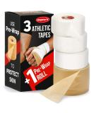 Mighty-X White Athletic Tape + PreWrap - 4 Pack - Easy to Tear with No Sticky Residue - Used as: Ankle Tape, Climbing Tape, Boxing Tape - Sports Tape Athletic - 1.5in x 45ft - Buy Online on GoSupps.com