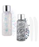 Shop Body Glitter Gel for Festivals | Sparkling White & Silver Sequins - Long-Lasting Liquid Face & Hair Makeup - Buy Online on GoSupps.com