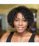 Velicoo 10 Short Kinky Curly Brazilian Human Hair Wig for Black Women - Natural Color - Buy Online on GoSupps.com