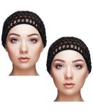 Geyoga 2-Piece Black Mesh Crochet Hair Net & Sleep Cap Set for Women - Buy Online on GoSupps.com