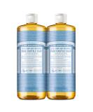 Dr. Bronners Baby Unscented Liquid Soap 32oz 2-Pack - Organic 18-in-1 Soap for Face, Hair, Laundry, Dishes - Sensitive Skin, Babies - No Fragrance added - Buy Online on GoSupps.com