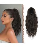 Shop Feshfen 45cm Ponytail Hair Extensions - Wavy Clip-In Braid for Women | Black Brown Synthetic Hair - Buy Online on GoSupps.com