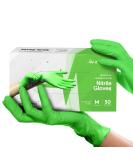 Green Nitrile Disposable Gloves - 50 Count Medium - 3 Mil - Powder & Latex Free - Surgical Grade Exam Gloves - Food Safe - Buy Online on GoSupps.com