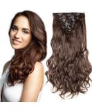 SEGO Clip-in Hair Extensions - Wavy Medium Brown 43cm - 8 Wefts Realistic Hairpiece - Buy Online on GoSupps.com