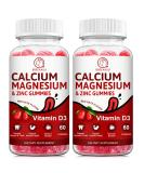 Calcium Magnesium Zinc & Vitamin D Gummies - 2 Pack | 120 Count, Gluten-Free Vegan Formula for Strong Bones | Vitamins for Women Men & Kids - Buy Online on GoSupps.com