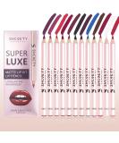 12 Color Lip Liner Pencil Set - Longwear Matte Waterproof Lip Makeup | High Pigmented & Non-Sticky - Buy Online on GoSupps.com