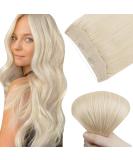 Easyouth Blonde Human Hair Wire Extensions 14 Inch 70g | Platinum Blonde Fish Line Hair Extensions #60 - Buy Online on GoSupps.com