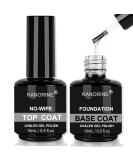 KANORINE 15ml TopCoat and BaseCoat Set Long Lasting UV/LED Gel Polish Nail Art Base Foundation Coat & No Wipe Gloss Top Coat 15ml X 2 uk1213 BaseTopCoat15ml - Buy Online on GoSupps.com