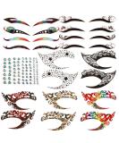 Kilofly 8 Sets Temporary Eye Tattoo Stickers with Crystal Gem Liners - Makeup Transfer Set - Buy Online on GoSupps.com