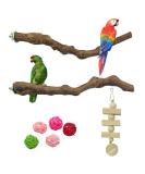 Allazon 4-Piece Bird Toy Set | Natural Wood Seat Rods & Grape Stick Swing for Parrots | Style 3 - Best for Birds - Buy Online on GoSupps.com