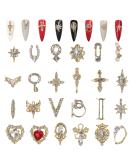 24 Pcs Shiny 3D Nail Charms: Gold Metal Rhinestones Gems for Luxury Nail Art - DIY Crafts - Buy Online on GoSupps.com