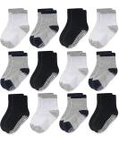 CozyWay Kids Non Slip Cotton Crew Socks - 12 Pairs, Boys Multicolored, 6-12 Months, Anti-Skid with Grips for Toddlers - Buy Online on GoSupps.com