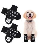 AUAUY Anti Slip Dog Socks - 2 Pairs Black Paw Protector Grip Socks for Indoor/Outdoor Walking - Adjustable Strap - Size S - Buy Online on GoSupps.com