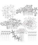Bridal Wedding Hair Combs - 44 Pcs Pearl Crystal Accessories | Silver Rhinestone Spiral Pins for Brides, Bridesmaids - U Shaped Clips for Women - Buy Online on GoSupps.com