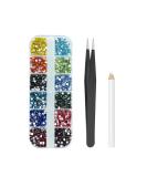 MAEXUS 2400 Pcs Nail Art Rhinestones Kit - 12 Colors Multicolor Nail Gems Set with Picker Pencil/Tweezer for Face Makeup and Craft - Buy Online on GoSupps.com
