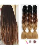 Showjarlly Braids Extension | Brown Ombra Jumbo Braid Hair (24) | Kanecalon Kunsthaar for Box Braids (3 Pack) - Buy Online on GoSupps.com