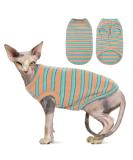 OUOBOB Sphynx Cat Clothing - Breathable Summer Shirts & Sweaters for Hairless Cats | Stylish Stripes for Sphynx Cornish Rex & Devon Rex - Buy Online on GoSupps.com