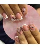 Glitter French Press on Nails - 24Pcs Square False Nails with White Design | Nail Glue Included | Full Cover Stick on Nails for Women & Girls - French Leaf Glitter - Buy Online on GoSupps.com