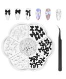 CGBE Butterfly Bow Pearl 3D Nail Charms for Nail Art Decoration - Black and White Bow-knot Design - Buy Online on GoSupps.com