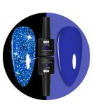 YTD Likomey Reflective Glitter Gel Nail Polish Set - Sapphire Blue & Pure Klein Blue Fashion Colors - Gold Combo Kit - Super Sparkly Diamond Disco DJ UV Top Coat - 2 Pcs (7.5ml each) - Buy Online on GoSupps.com
